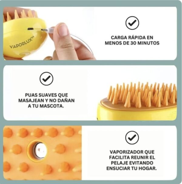 Cepillo Automático Gatos Vapor 3 en 1 - Imagen 2
